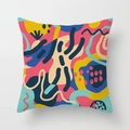 Matisse series abstract art cushion cover with vibrant pink and blue geometric patterns - Modern Pop Art (DRD391-6)