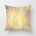 Housse de coussin à motif de nervures de feuilles dorées au design moderne - Veines d'Automne Brunes