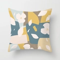 Modern Matisse style abstract cushion cover with floral and geometric patterns - Grey Blue Floral Patchwork (DRD391-11)