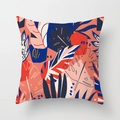 Abstract Matisse style pillow cover with tropical leaf prints in red and blue colors - Red Blue Tropical Leaves (DRD391-14)