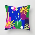 Abstract Matisse style pillow cover with blue background and yellow leaf pattern - Blue Pop Art (DRD391-15)