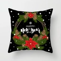 Fodera per cuscino natalizio con corona di stelle di Natale rosse e pigne su nero - Stile Ghirlanda di Capodanno (DRD351-1)