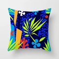 Matisse abstract palm leaf art pillow cover with navy blue background and vibrant colors - Deep Blue Abstract Paper-cut (DRD391-16)