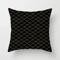 Modern black cushion cover with gold foil fish scale pattern and elegant geometric design - Gold Base Black Fish Scale Fan Pattern (DRD395-2)