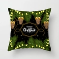 Square black Christmas pillowcase with pine cones and golden Merry Christmas text - Gold Frame Greetings Style (DRD351-5)