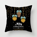 Christmas pillowcase featuring golden bells and pine cones on a black festive background - Gold Bell Pine Cone Style (DRD351-6)