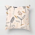Abstract Matisse style pillow cover with beige fabric and earthy tones geometric patterns - Cream Minimalist Plant (DRD391-19)