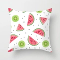 Fresh watercolor fruit printed square pillow cover featuring watermelon and kiwi patterns - Watermelon Kiwi Mix (DRD74-22)