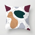 Modern Matisse style abstract art pillowcase with burgundy and green botanical patterns - Wine Red Plant Outline (DRD391-20)
