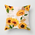Vintage style square sunflower throw pillow cover with French postcard typography print - French Vintage Script Design (DRD393-9)