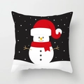Christmas snowman cushion cover featuring a festive red hat and scarf on dark starry background - Snowman with Scarf Style (DRD351-15)