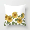 Square white pillowcase featuring vibrant yellow sunflower illustration on front - Simple Sunflower Illustration (DRD393-10)