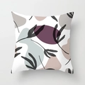 Abstract Matisse style pillow cover with purple green shapes and black plant leaves - Grey Purple Morandi (DRD391-22)