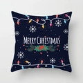 Merry Christmas cushion cover with colorful lights and snowflakes on navy blue fabric - Colorful Lights Greetings Style (DRD351-16)