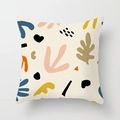Abstract Matisse style pillow cover with geometric leaves in navy and orange - Beige Artistic Geometric (DRD391-23)