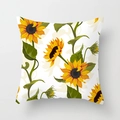 Square cushion cover with vibrant yellow sunflower print on a clean white background - Fresh Hand-drawn Sunflowers (DRD393-11)