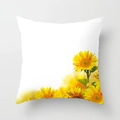 Square sunflower pillow cover with vibrant floral print on a clean white background - Lower Right Sunflower Decor (DRD393-12)