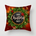 Square Christmas pillow case with Merry Christmas Party print and pine branch decoration - Christmas Party Wreath Style (DRD351-19)