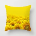Square sunflower cushion cover in yellow floral print for home sofa decor - Yellow Gradient Sunflower Sea (DRD393-13)