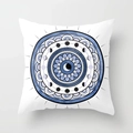 Federa per cuscino quadrata bianca con occhio mandala e fasi del ciclo lunare - Occhio Astrologico Mandala (DRD341-12) / Dimensione Standard Senza Nucleo