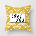 Nordic yellow geometric cushion cover with Love You print and modern wavy patterns - 18x18 Inch / LOVE YOU Wave Pattern (DRD49-2)
