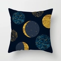 Fodera per cuscino blu navy serie luna con pois dorati e motivi celesti moderni - Galassia Minimalista Blu Scuro (DRD341-15) / Dimensione Standard Senza Nucleo
