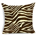 Square zebra print pillow cover in brown and beige fabric for home and sofa decor - Dark Brown Beige Zebra Style (DRD401-11) / 45X45cm (Without Core)