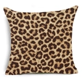 Square plush throw pillow cover featuring a classic brown and tan leopard animal print - Velvet Texture Leopard Style (DRD401-12) / 45X45cm (Without Core)