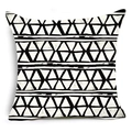 Square pillowcase featuring black and white geometric triangle and line patterns - Hand-Drawn Black White Geometric Style (DRD401-18) / 45X45cm (Without Core)
