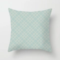 Light mint green throw pillow cover with white geometric cross petal pattern design - 45x45cm / Crossed Petal Pattern (DRD441-6)