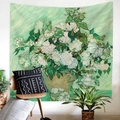 Arazzo artistico con rose bianche di Van Gogh per decorazione d'interni minimal - 95x73 Levigato (Sottile) / Van Gogh 'Rose bianche' Stile (GT013-4)