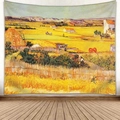 Dettaglio dell'arazzo Van Gogh La Mietitura con cuciture fini e stampa d'arte digitale - 95x73cm / Levigato (Sottile) / Stile La Raccolta (GT013-6)