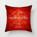 Dark red Valentine's Day heart throw pillow cover with Happy Valentine's Day printing - 18x18 Inch / Dark Red Blurred Heart Slogan Style (DRD369-6)