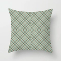 Square pillow cover with geometric plaid pattern in teal, beige and orange shades - 45x45cm / Diagonal Plaid (DRD441-12)
