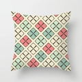 Geometrischer Kissenbezug in Rosa und Minzgrün mit Rautenmuster für das Wohnzimmer - 45x45 cm / Retro Rautengitter (DDRD418-5)