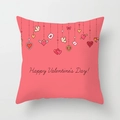 Coral red Valentine's Day pillowcase with hearts and birds print, 80-100 characters long. - 18x18 Inch / Coral Red Illustration Decor Slogan Style (DRD369-7)
