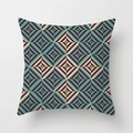 Square pillowcase with geometric pixelated diamond pattern in chocolate and teal - 45x45cm / Pixelated Diamond (DRD441-13)