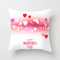 Square Valentine's Day pillowcase with Happy Valentine's Day text and heart patterns - 18x18 Inch / White Background Romantic Blurred Heart Style (DRD369-8)