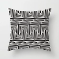 Modern square pillowcase with black and white geometric staircase line pattern - 45x45cm / Stepped Triangle (DRD441-14)