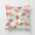 Geometrischer Kissenbezug mit Rautenmuster in Rosa, Minzgrün, Braun und Creme - 45x45 cm / Geometrisches Rauten-Patchwork (DDRD418-12)