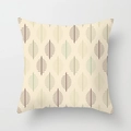 Square minimalist leaf pattern cushion cover in beige with earthy brown and green tones - 45x45cm / Leaf Line (DRD441-15)