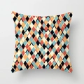 Quadratischer Kissenbezug mit geometrischem Argyle-Muster in Blau und Orange - 45x45 cm / Vintage Rautenmuster (DDRD418-13)