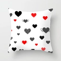 Square Valentine pillow cover with red and black heart patterns for home decor - 18x18 Inch / Fresh Simple Multi-Pattern Heart Style (DRD369-13)