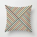 Mid-Century Kissenbezug mit geometrischem Muster in Rostrot und Blau, quadratisch - 45x45 cm / Ineinandergreifende Ringe Geometrisch (DDRD418-14)