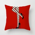 Square red Valentine's pillow case featuring a stylish leg illustration with polka dot socks - Red Art Legs (DRD62-9) / 18x18 Inch