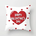 White square Valentine's Day pillow cover with red hearts and Happy Valentine's Day text - 18x18 Inch / White Background Large Red Heart Scattered Hearts Style (DRD369-14)
