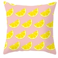 Federa per cuscino quadrata rosa con motivi a fette di limone giallo per divano - Stile Fetta di Limone Base Rosa (DRD99-3)