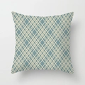 Blue geometric plaid throw pillow cover with cream-white diamond pattern minimalist design - 45x45cm / Cross Fine Line Diamond (DRD441-18)