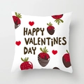 White Valentine's Day pillow case with chocolate strawberries and heart design - 18x18 Inch / White Background Chocolate Strawberry Theme Style (DRD369-17)
