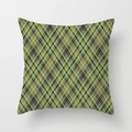 Square green and brown plaid geometric throw pillow cover with a vintage style - 45x45cm / Green Brown Plaid (DRD441-21)